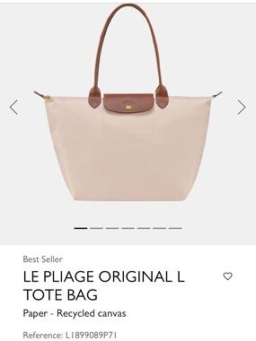 Longchamp Le Pliage Original Large Tote Bag in red with Brown Trim